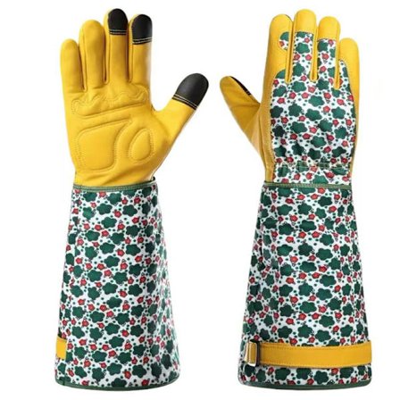 Lange havehandsker til kvinder - Torne- og roseafvisende handsker - Torneafvisende handsker i okselæder - Beskyttelseshandsker