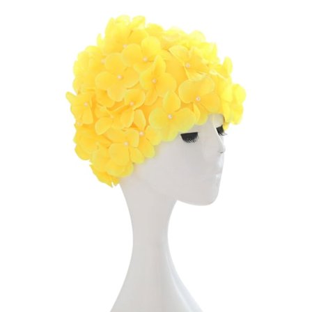 Dames badehætte med blomstermønster - Retro 3D blomster badehætte til kvinder