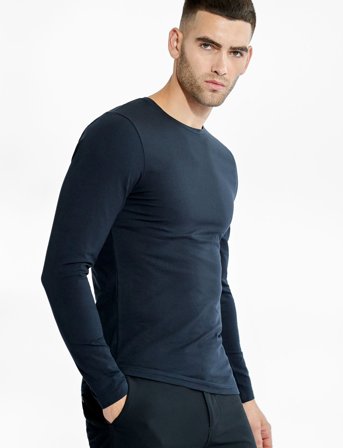 Bread & Boxers Long Sleeve Slim - Navy - L