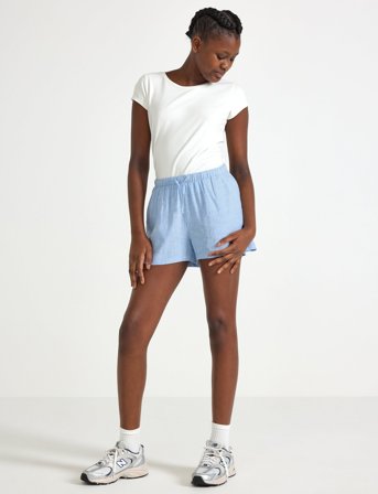 Lindex Shorts Linen Blend - Blue - 152