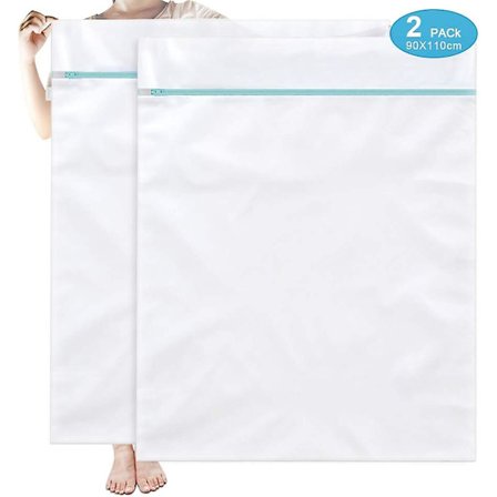 Stort Vaskenet Vaskepose XXL 90x110cm 2-pak Genanvendelige Vaskeposer med Lynlås Store til Vaskeposer Vaskemaskine