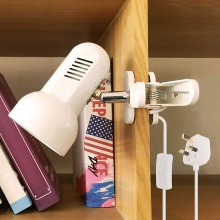 Clip-on Lampe, 360° Roterende Clip Boglampe Læselampe, Hvid E27 Fleksibel Clip Lampe med Kontakt, Justerbar Enkelt Clip-on Spotlight (Hvid)