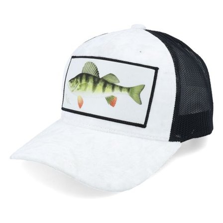 Skillfish - Vit trucker Keps - Perch Fishing Velvet White/Black Trucker @ Hatstore