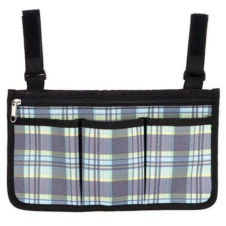Blå Rutete Rullestol Multipocket Sideveske Organizer for Lommebok Snacks og Diverse