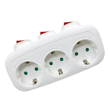 1 til 3 konverteringsstik med individuelle afbrydere, forlængerledning med flere kontakter