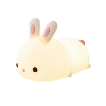 Kanin Nattlampe, Baby Nattlampe, Oppladbar Nattlampe for Barn, Baby Touch LED Nattlampe, Bærbar Silikon Nattlampe for Jenter Gutt Voksen