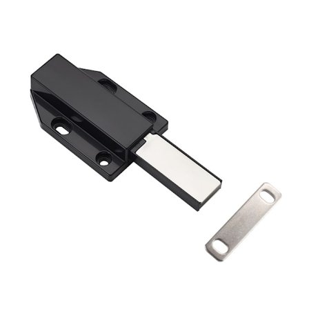 Svart skapdøråpner, trykktype håndtaksløs usynlig bryter, skjult døråpner for skuffer