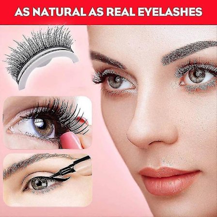 2 par återanvändbara självhäftande ögonfransar med naturlig look tvättbara limfria vattentäta