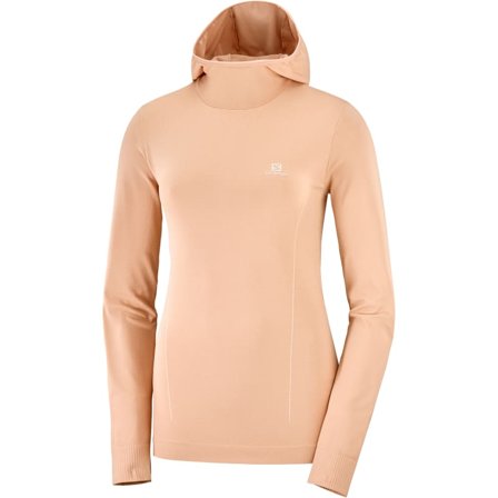 Salomon Women's Comet Seamless Hoody Women long-sleeved training tops Beige L