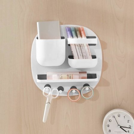 Fjernkontrollholder, tidsskriftholder, skrivebordsorganisator og oppbevaring, kontorrekvisitaorganisator, pennholder og penneholder (hvit) Hvit