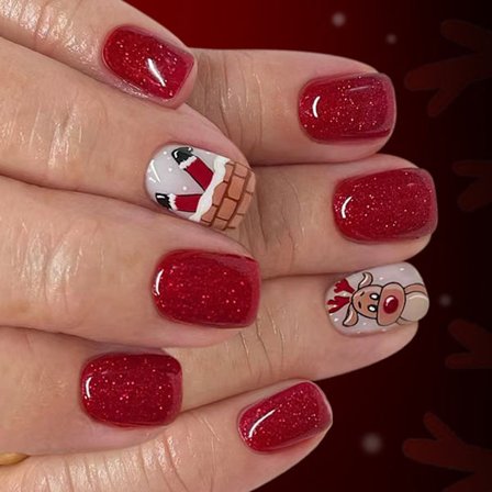 24-pack Jul Tomte Paljetter Press-on Naglar Ren Design