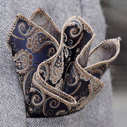 Pañuelo de bolsillo azul con estampado de cachemira para hombres - Pañuelos de bolsillo estampados