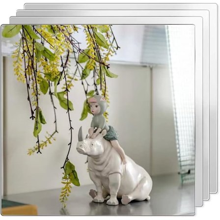 Självhäftande Akryl Spegelplattor (4-pack 8" x 8"), Liten Spegel