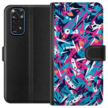 Kompatibel Tegnebogsetui til Xiaomi Redmi Note 11 Dynamisk abstrakt mønster med skarpe former og penselstrøg i lyserød og turkis