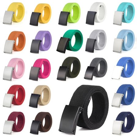 Bælte canvas stof 44 bælte herre/dame/barn sort / sølv spænde - Neongrønt stof Neongrøn stof sort spænde