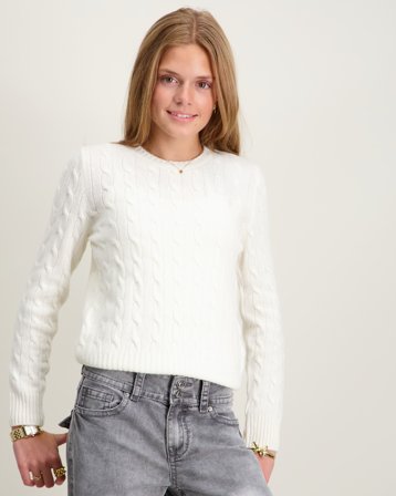 Polo Ralph Lauren Cable-Knit Wool-Cashmere Sweater Vit Tröjor Tjej - Kids Brand Store