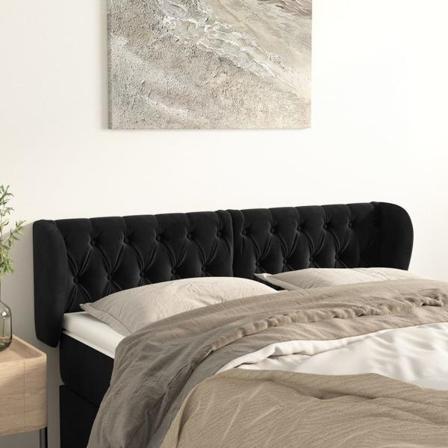 Vidaxl Huvudgavel Med Kanter Svart 163x23x78/88 Cm Sammet Svart