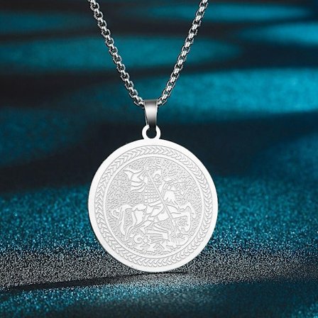 Sankt Georg Hängehalsband för Män Kvinnor Krigare St Georg S Draken Totem Medaljong Charm Halskedja Amulet Smycken-WELLNGS