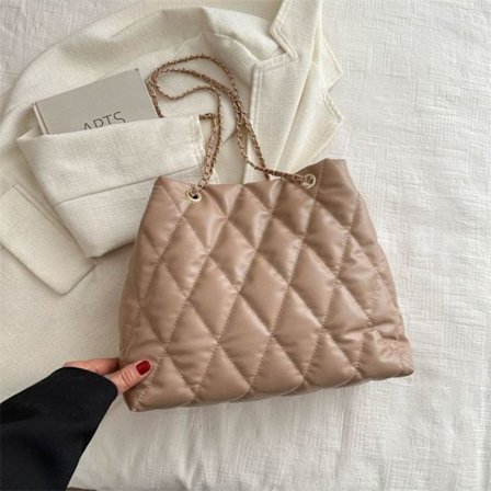 Pläd Quiltad Axelväska Kedja Crossbody Bag KHAKI