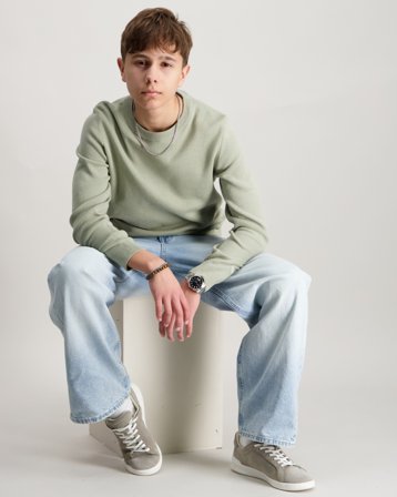 Jack & Jones JORNORREBRO LIGHT KNIT CREW NECK JNR Grün Pullover Jungen - Kids Brand Store