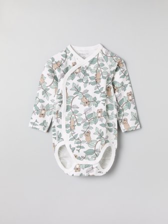 Polarn O. Pyret - Extendable wraparound bodysuit with koala print - 50 - Childrenswear - white