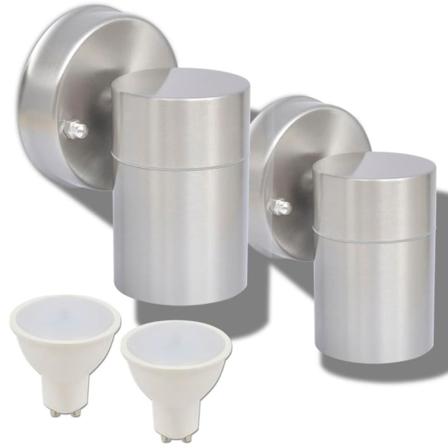 Vidaxl Utomhusvägglampa Led 2 St Rostfritt Stål Nedåt Silver