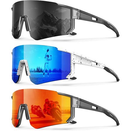 Uusin malli 2025 Polarisoitu urheiluaurinkolasit - Miehet - Naiset Juoksu - Aurinkolasit: Pyöräilyaurinkolasit UV-suojaus Ajo Kalastus 3 kpl A1-bl