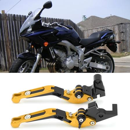 2 stk Motorsykkel Brems- og Clutchspaker Justerbare CNC Aluminium Legering Erstatning for YAMAHA XJ6 DIVERSION 2009‐2015 Gull