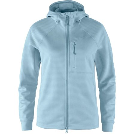 Fjällräven Women's Abisko Grid Fleece Hoodie in Breeze Blue, Recycled Polyester | Size: Medium