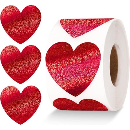 Sydäntarrat - 500 kpl 3,8 cm Ystävänpäivän sydäntarrat Glitter Punainen Sydämenmuotoinen Tarra Lasten Luokkahuoneen Palkinto Itseliimautuva Rakkaus 