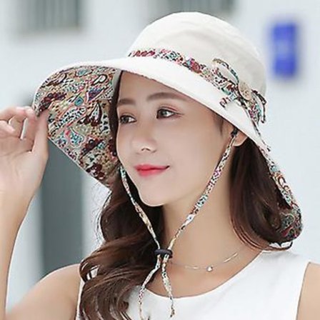 Dame Stor Bredbremmet Solskjermhatt Sommer Strand Floppy Foldbar Caps Solhatt (Beige)