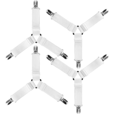 4 stk. Trekant Elastisk Lakenklyper Holder Justerbar Stropp for Sengetøy, Laken, Strykebrett, Madrass, Sofa/NC/