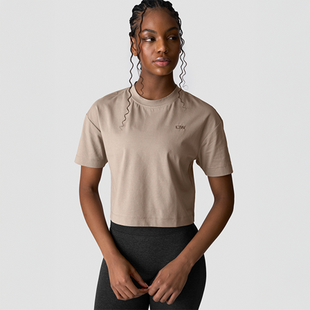 ICANIWILL Everyday Cotton Cropped T-shirt, Greige
