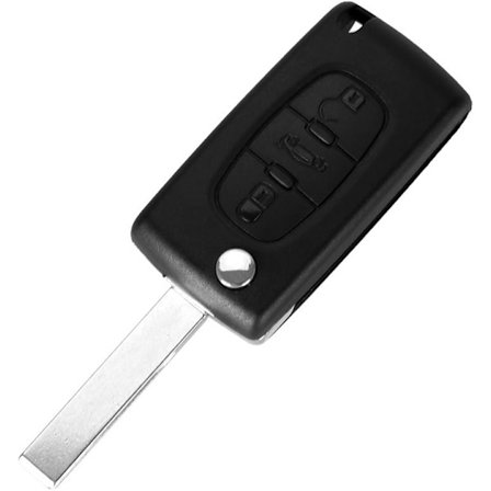 Passer til Peugeot 207 307 308 407 308SW 207cc 308cc 307cc RCZ Citroen nøkkelblad med spor og batteri fjernkontroll