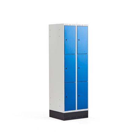 Kleiderspind CLASSIC mit Sockel, 2 Module/3 Türen, 1890 x 600 x 550 mm, blau