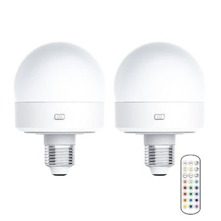 USB Uppladdningsbar Lampa med Fjärrkontroll Timer Dimbar Enkel att Installera Batteridriven E27 Lampa RGB Lampa