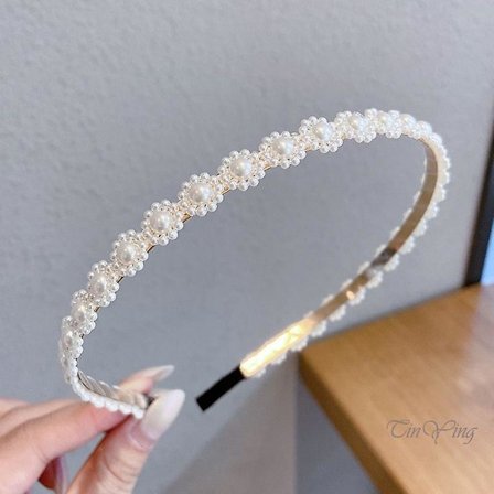 Korea Style Pearl Beaded Hair Hoop Headband Lady