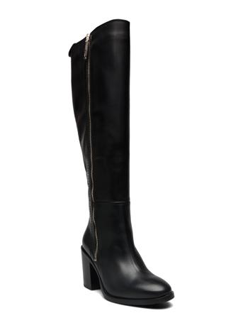 Zip High Heel Longboot Korkeavartiset Saapikkaat Musta Tommy Hilfiger