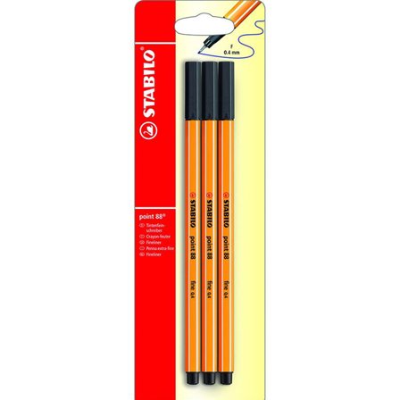 Stabilo Point 88 Fineliner 3 kpl Musta