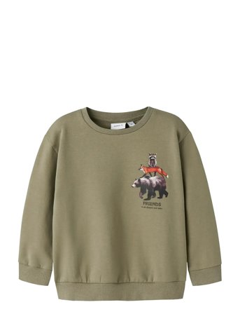 name it Nmmolin Ls Nreg Sweat Bru Box - Khaki green - 116