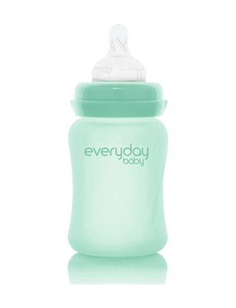 Glass Baby Bottle Healthy + Mint Green 150Ml Green Everyday Baby