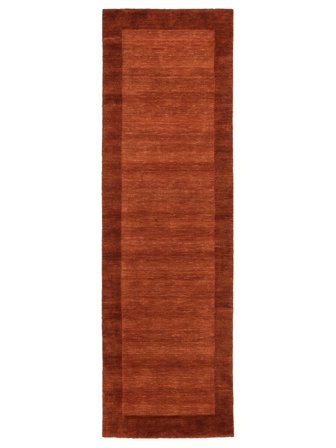 Plain (Single Colored) Small Handloom Frame Rug - Rust Red 80X250 Wool, Modern Style