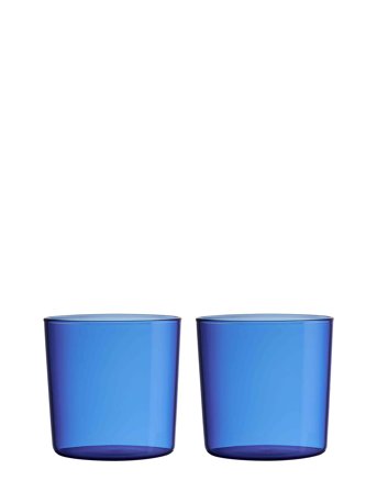 Kids Coloured Eco Drinking Glass Blue Design Letters