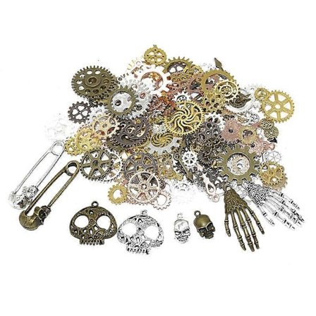 90 Deler Assortert Steampunk Tilbehør Vintage Tannhjul Skjelett Steampunk Anheng Charms for Håndverk, DIY Smykker