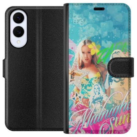 Yhteensopiva Lompakkokotelo Samsung Galaxy S25 Edge Seikkailumaailma Steve, Creeper ja eläimillä värikkäässä palikkagrafiikassa