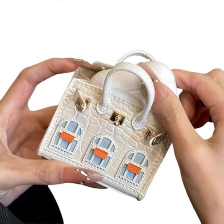 Mikrofiber møntpung vedhæng nøglering kvinder håndtaske charm nøglering lille hus vindue nøgleholder tilbehør til rejser hvid