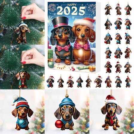 2025 Julekalender Gravhund Jul 24 Dages Nedtællingskalender Blind Box Julegave-A