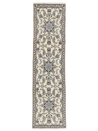 Nain Rug Hand Knotted 78X288 Runner Dark Grey/Beige Persia