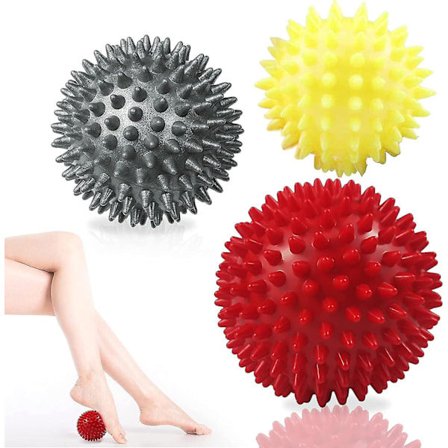 3-delt sæt med massagebolde i form af et pindsvin til massage af ryg, ben, fod og håndmuskler