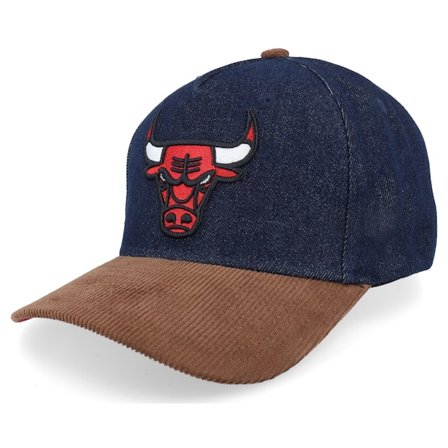 Mitchell & Ness - NBA Blå adjustable Caps - Chicago Bulls D-stressed Pro Dark Navy/Brown Corduroy A-frame Adjustable @ Hatstore